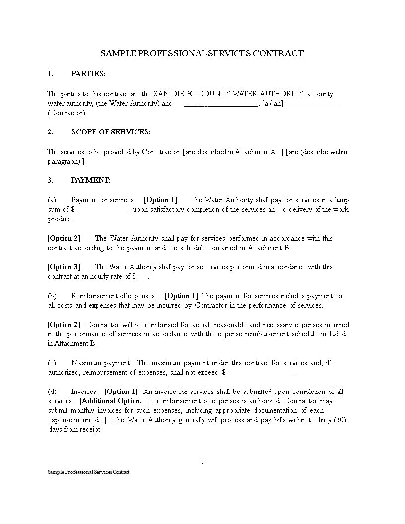 Professional Service Contract Template: An Authority for Contractors to Professional Service Contract Template: An Authority for Contractors to