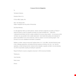 Company Director Resignation Letter Format example document template