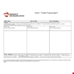 Infant Toddler Progress Report - Complete Report in Months, Completed by a Person example document template