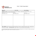 Infant Toddler Progress Report - Complete Report in Months, Completed by a Person example document template 