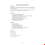 Sales Executive Job Description example document template