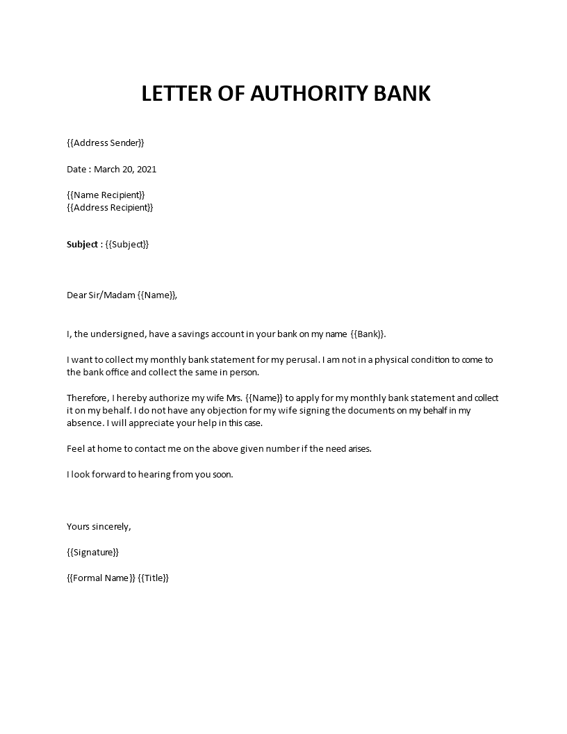 what is a bank letter