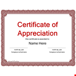 Certificate of Appreciation Template example document template