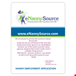Nanny Application Template - Employment for Nanny, Children - Phone example document template