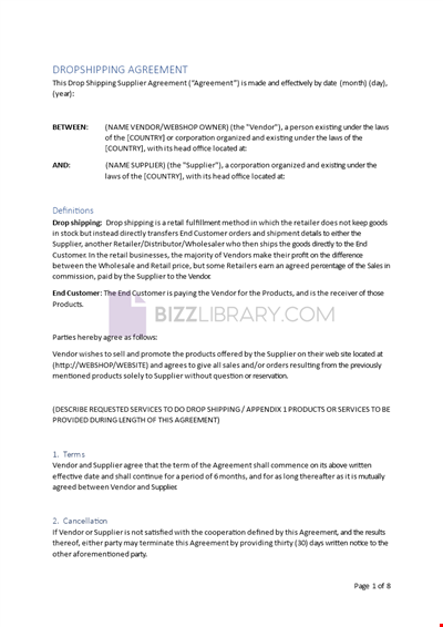 Drop Shipping Agreement