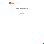 Software Quality Management Plan example document template
