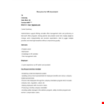 Hr Assistant Resume Format Template example document template
