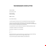 Tax Manager Job Application Letter example document template