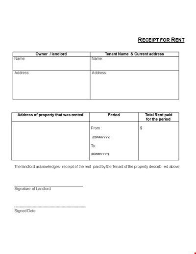 Download Rent Receipt Template | Easy to Fill Details