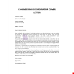 Engineering Coordinator Cover Letter example document template