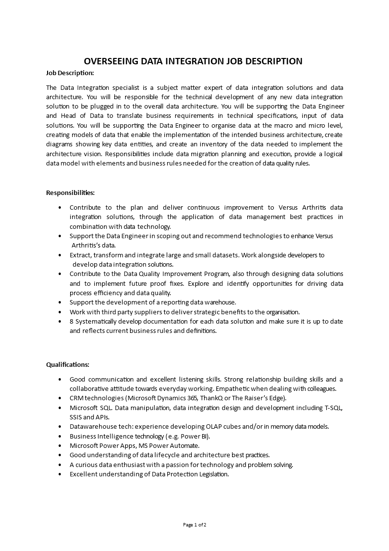 data integrity specialist job description Main Image data integrity specialist job description