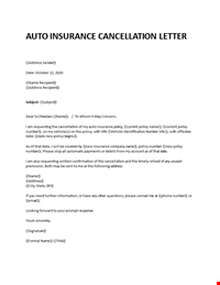 Auto insurance cancellation letter