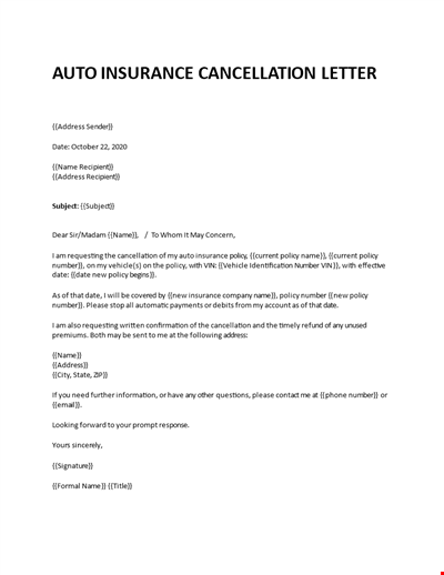 Auto insurance cancellation letter