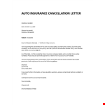 Auto insurance cancellation letter example document template 