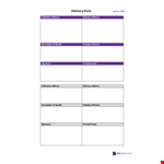 Delivery note template example document template