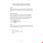 Executive Summary Template example document template