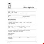 Simple Mentor Application Template example document template