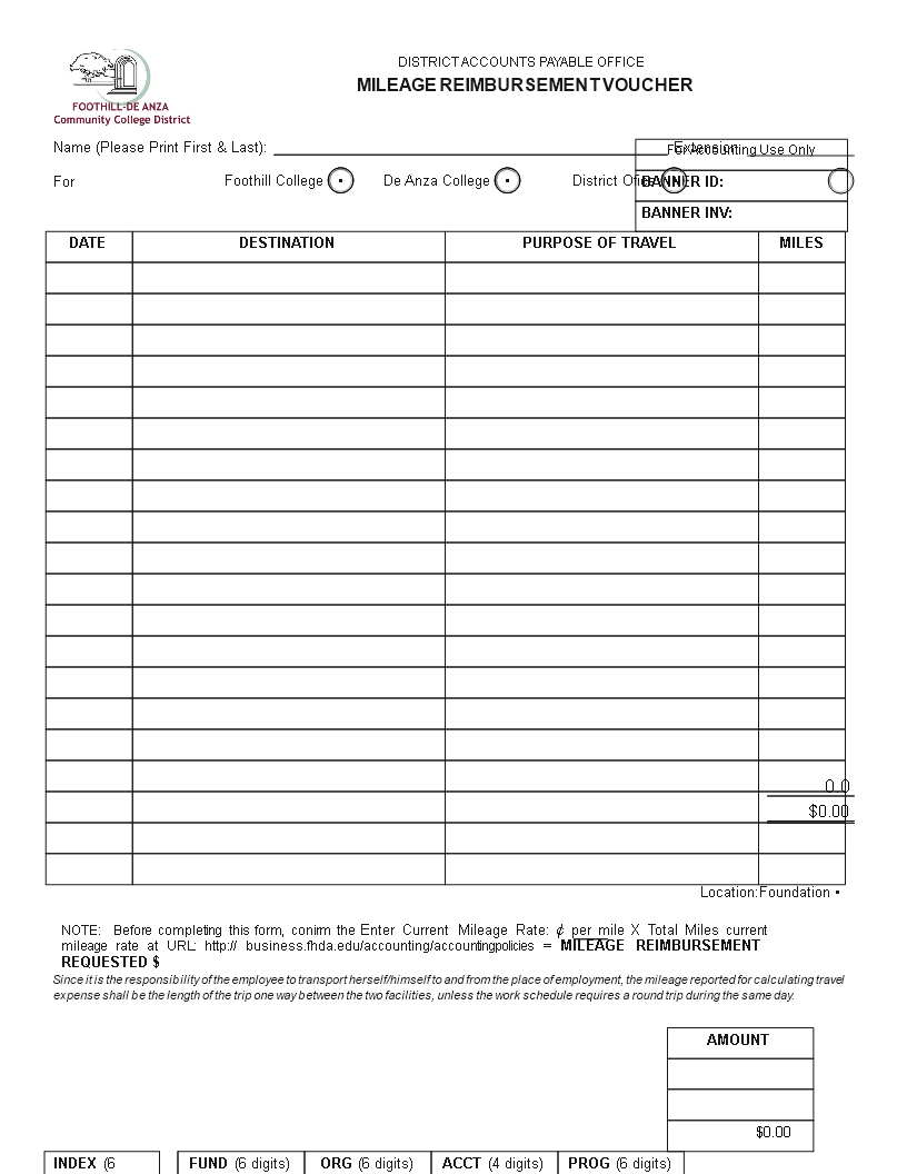 Printable Reimbursement Form for Mileage Simplify Your Expense Claims