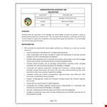 Sample Administrative Job Description Template example document template