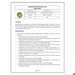 Sample Administrative Job Description Template example document template 