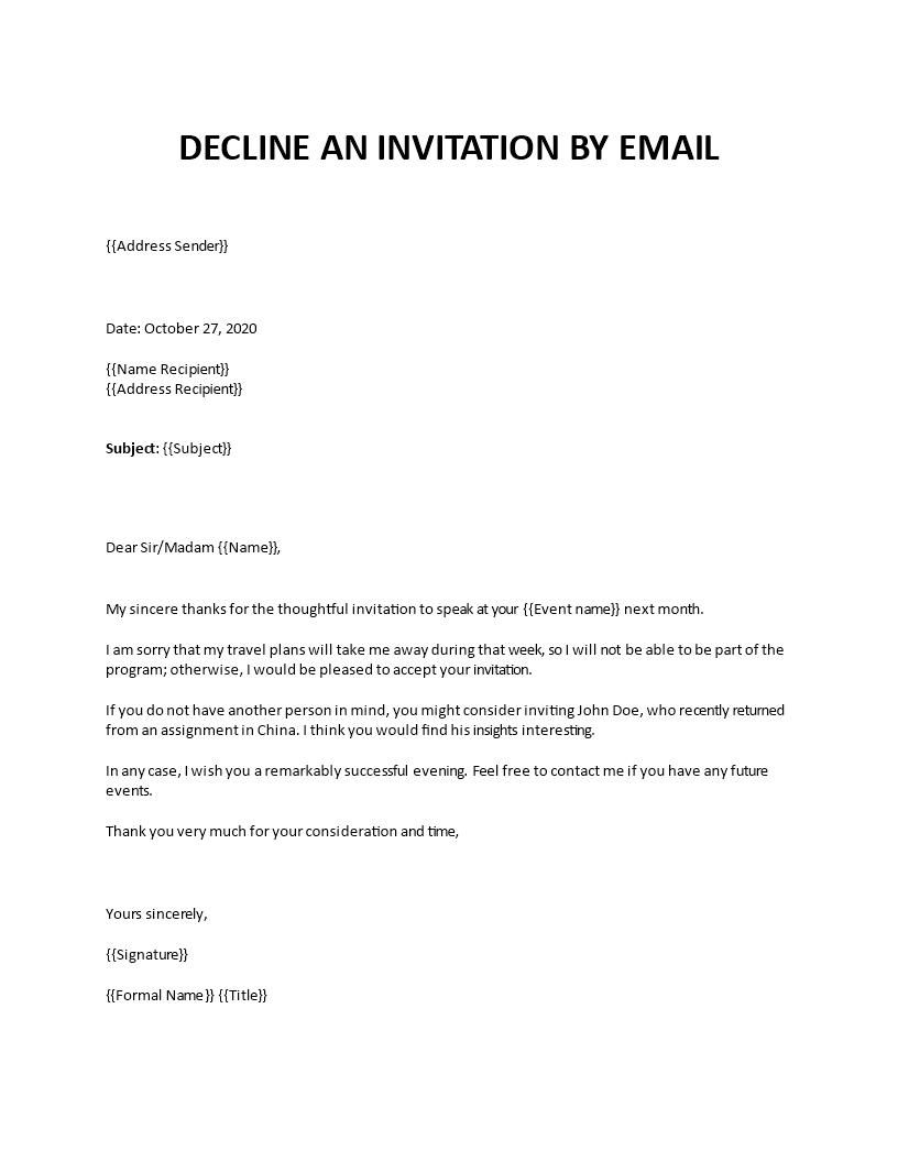 decline invitation to speak at conference