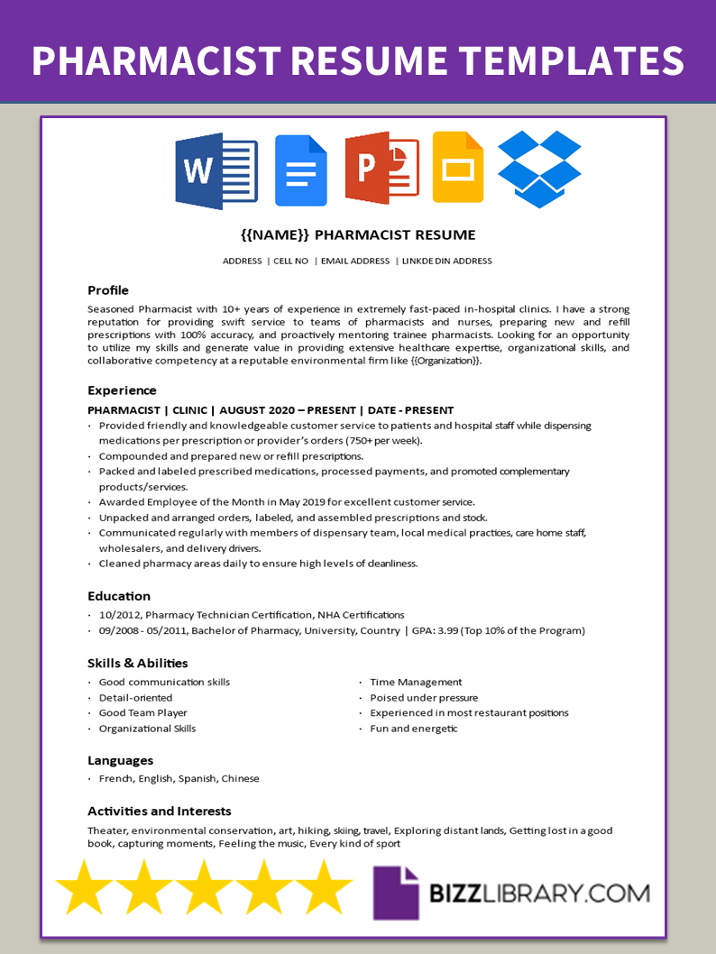 pharmacist resume template
