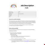 Cook Job Description for Child Care Center | Professional Development & Maintenance example document template 