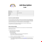 Cook Job Description for Child Care Center | Professional Development & Maintenance example document template
