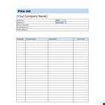 Affordable Price List Template for Your Products | Include Address & Prices example document template
