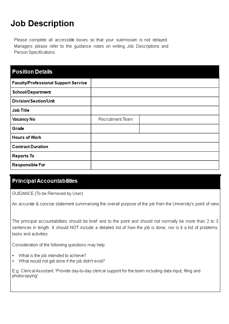 create effective job descriptions template