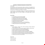Program Manager Job Description example document template