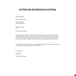 Acceptance letter for training invitation example document template 