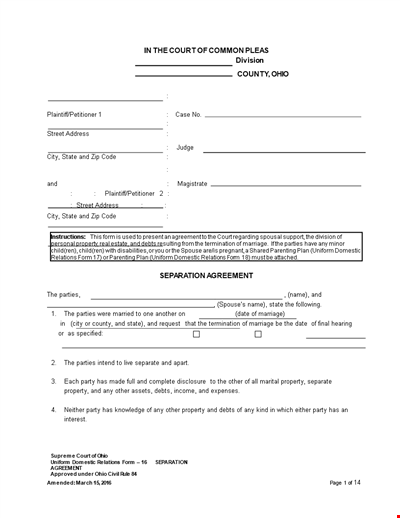 Property Separation Agreement Template - PDF | Parties & Party Rights