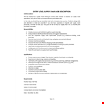 Supply Chain Entry Level Job Description example document template