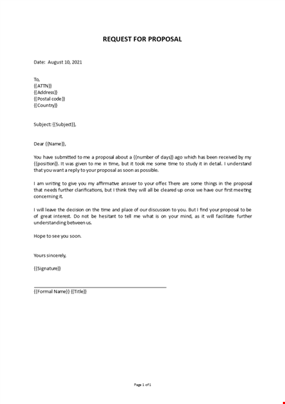 Request For Proposal