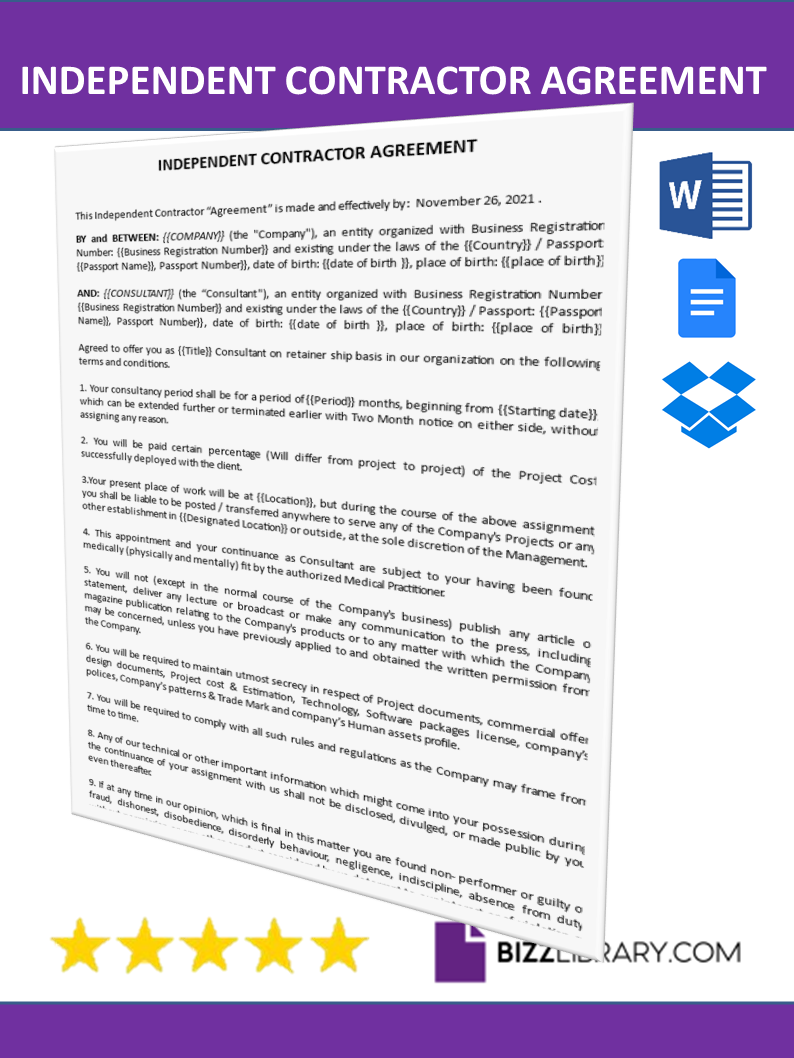 independent contractor offer template