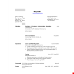 Part Time Job Resume Format - Marketing | School | Hoover | Florence example document template