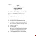 Company General Shareholder Meeting Minutes Template example document template