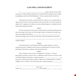 Last Will And Testament Template . example document template