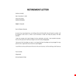 Simple retirement letter example document template
