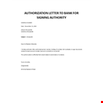 Bank Signature Authorization Letter example document template