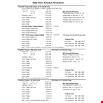 Daily Class Schedule Template Excel example document template
