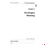 Pre Project Planning Template for Government Transport: Regional Planning Assistance example document template
