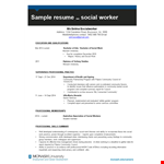 Professional Social Work Resume - Council, Community, Current & Social example document template