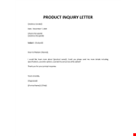 Product Inquiry Letter example document template 