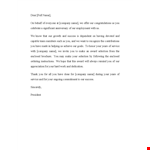 Recognition Letter for Years of Dedicated Service - Company Success example document template