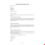 Decline Recommendation Request Letter example document template 