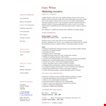 Marketing Executive Resume In Pdf example document template