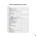 Event Planning Write Up Sheet example document template