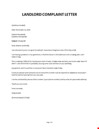 Complaint Letter to Landlord
